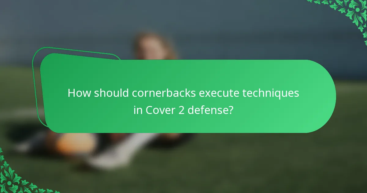How should cornerbacks execute techniques in Cover 2 defense?