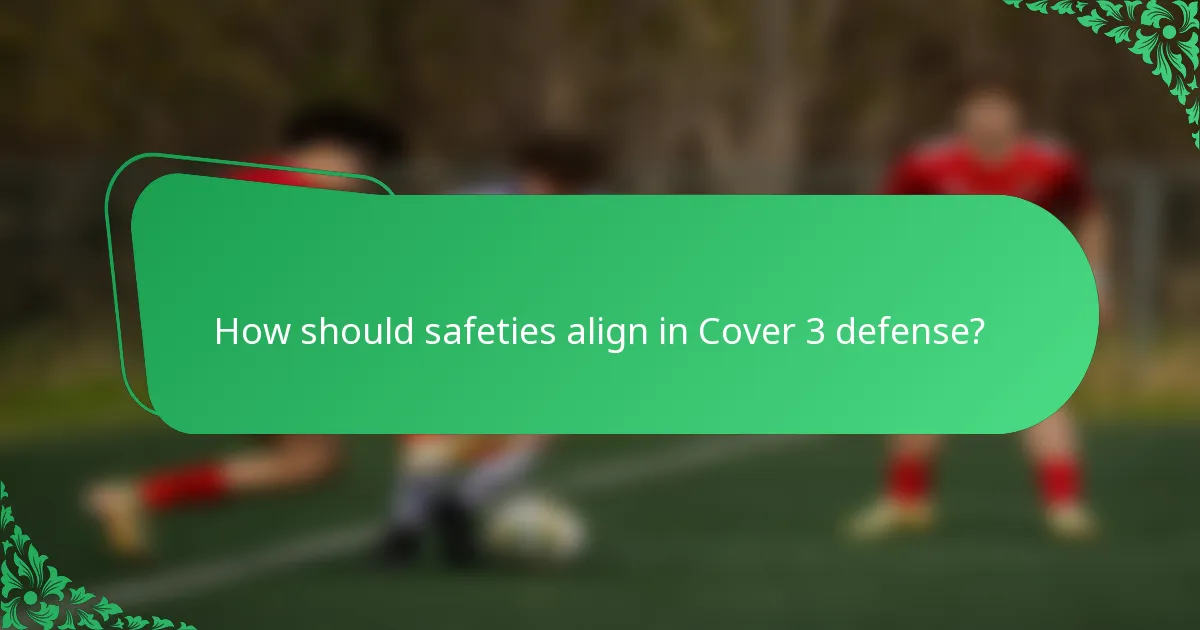 How should safeties align in Cover 3 defense?